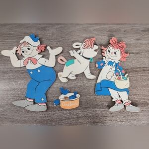 Vintage 1980 Bobbs Merril Co. Raggedy Ann & Andy Nursery Wall Decor Wall Hanging